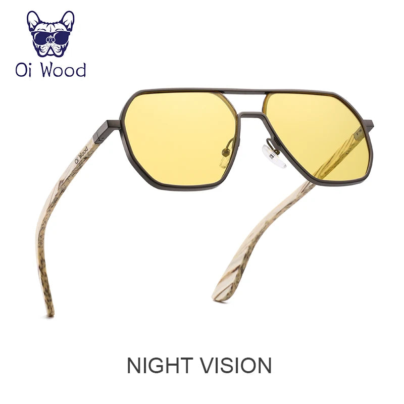 Gafas de sol Oi Wood de aleación de alta calidad para hombre y mujer, polarizadas de madera, para conducir, con protección UV400, 8059