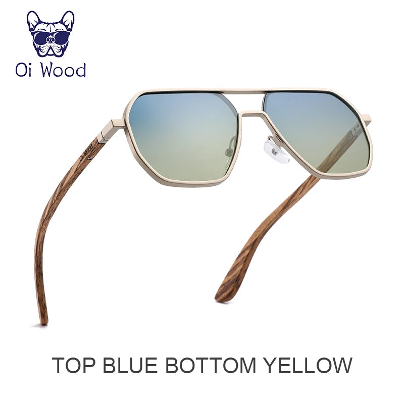 Gafas de sol Oi Wood de aleación de alta calidad para hombre y mujer, polarizadas de madera, para conducir, con protección UV400, 8059