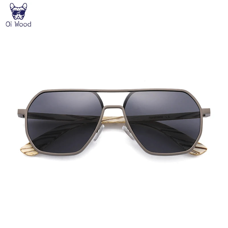 Gafas de sol Oi Wood de aleación de alta calidad para hombre y mujer, polarizadas de madera, para conducir, con protección UV400, 8059
