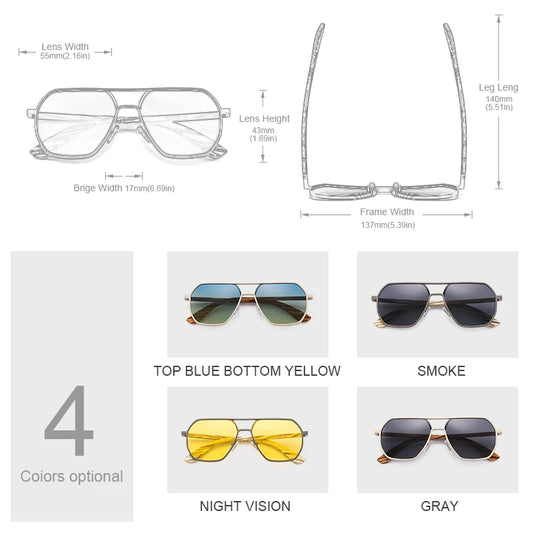 Gafas de sol Oi Wood de aleación de alta calidad para hombre y mujer, polarizadas de madera, para conducir, con protección UV400, 8059