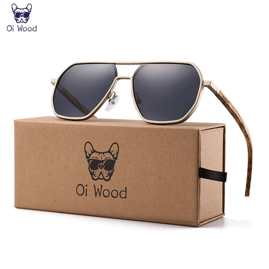 Gafas de sol Oi Wood de aleación de alta calidad para hombre y mujer, polarizadas de madera, para conducir, con protección UV400, 8059